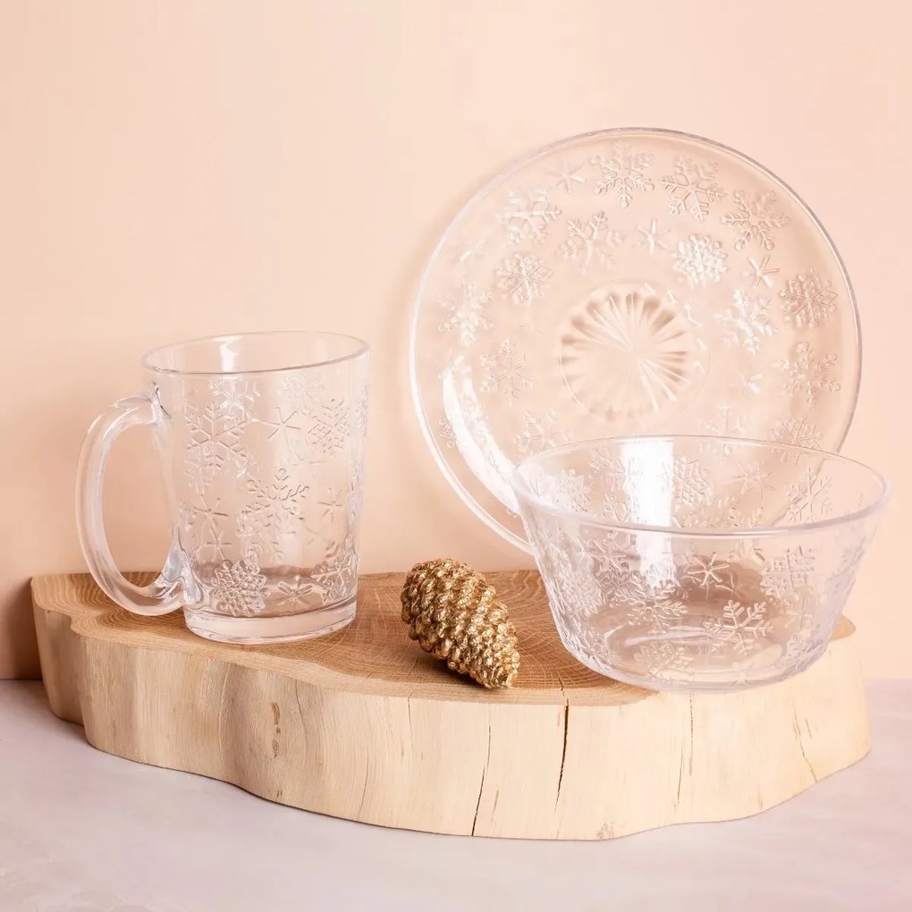 Bol de sticlă Altom Snowflakes 13 cm, 400 ml