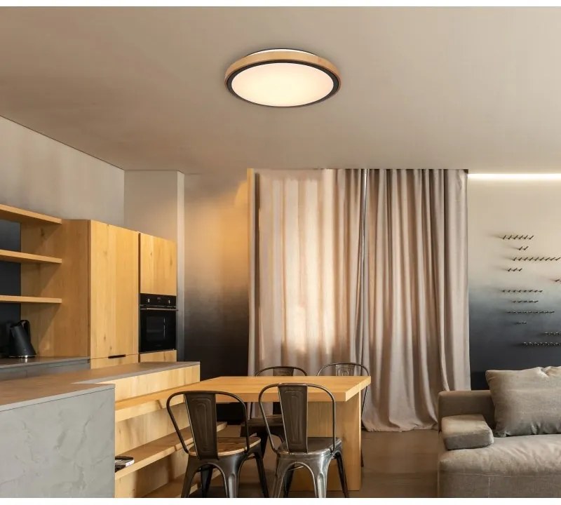 Plafoniera LED cu aspect lemn design modern Bruno maro 43,7cm 24W