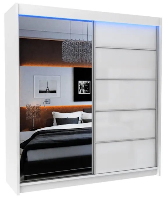 Expedo Dulap cu uși glisante și oglindă ELVIRA, alb, 200x216x61