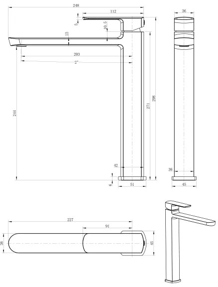 Sapho - Baterie lavoar MIXONA 29,8 cm crom lucios