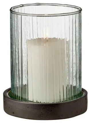 Lumanare decorativa cu led si suport din sticla Hurricane 14549 Verde, Ø15xH17 cm, Villa Collection