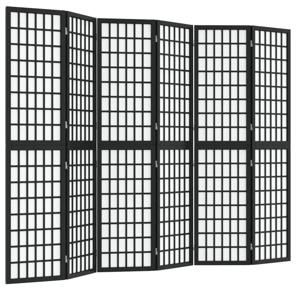 352082 vidaXL Paravan pliabil cu 6 panouri, stil japonez, negru, 240x170 cm