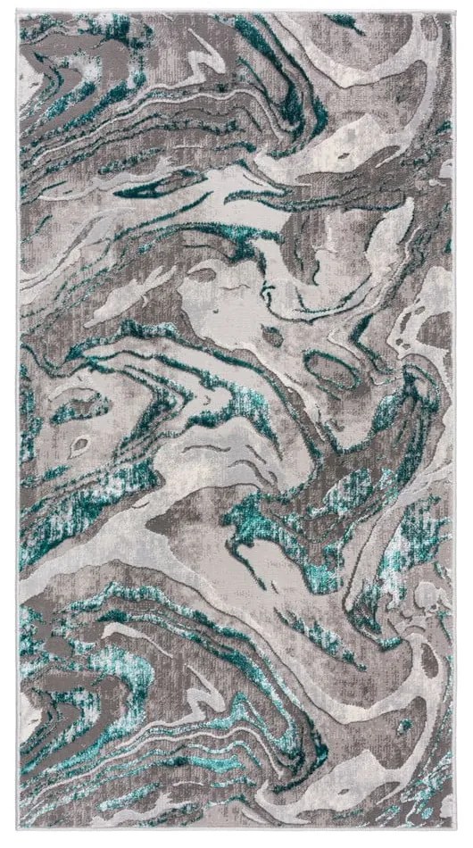Covor gri/turcoaz 80x150 cm Marbled – Flair Rugs