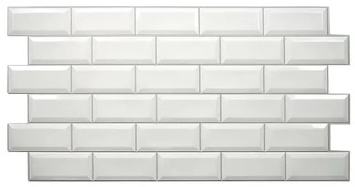 Panou decorativ, PVC, model caramida 3D, alb, 96x48.5 cm