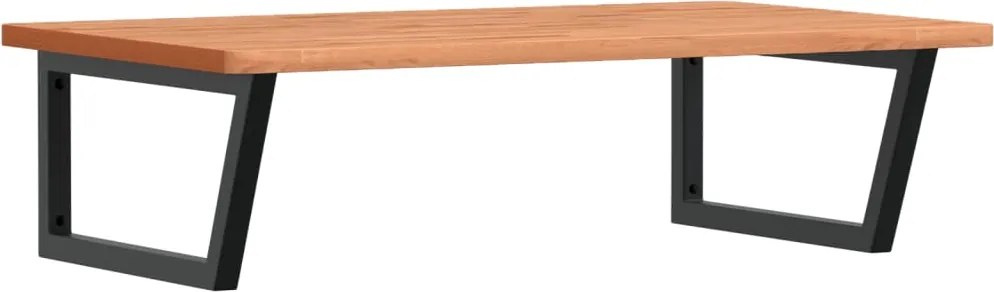 vidaXL Raft pentru lavoar montat pe perete, oțel și lemn masiv fag