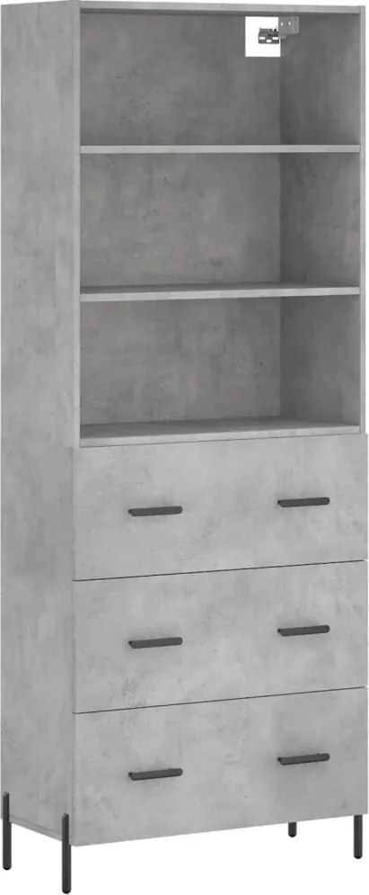 vidaXL Dulap înalt, gri beton, 69,5x34x180, lemn compozit