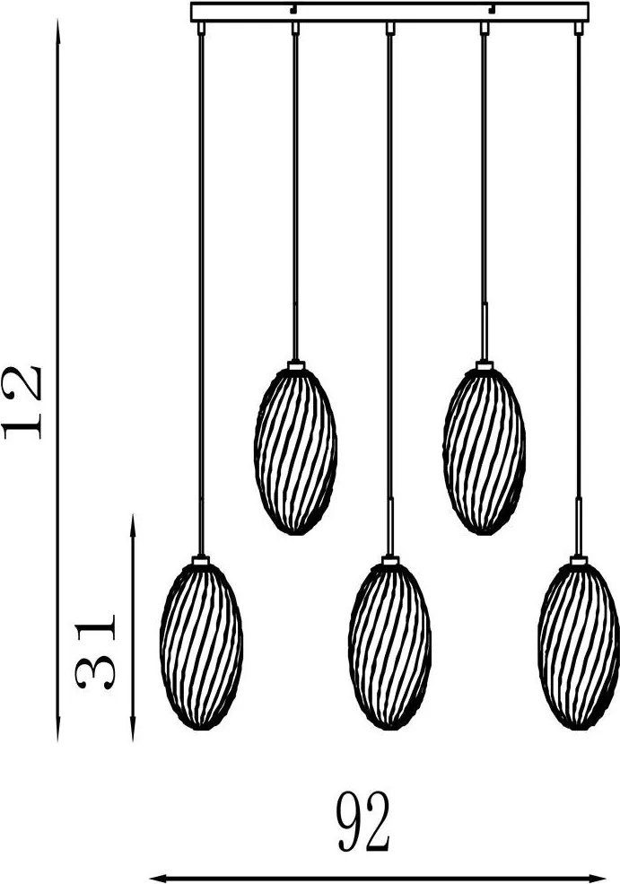 Lustra cu 5 pendule sticla colorata Whirl