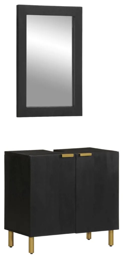 vidaXL Set mobilier de baie, 2 piese, negru, lemn compozit