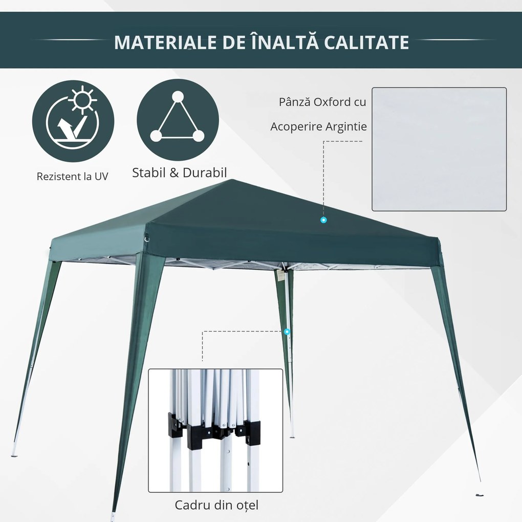 Foisor Pliabil de Gradina Outsunny, in Oțel și poliester, Verde 3x3m | Aosom RO