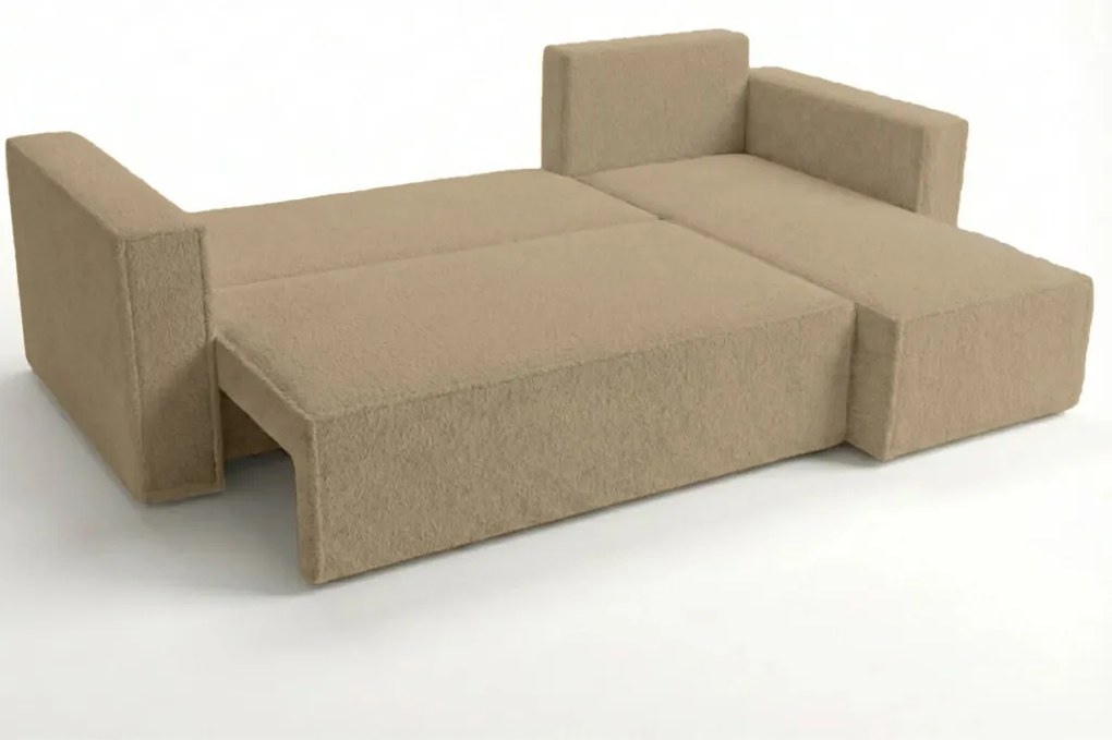 Canapea extensibila de colt SMART BOUCLE, bej inchis, reversibila, 232x143 cm