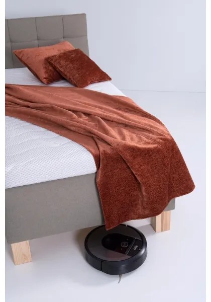 Pat tapițat MARIA ONE, 90x200 cm, cu spațiu de depozitare, fără saltea, culoare taupe