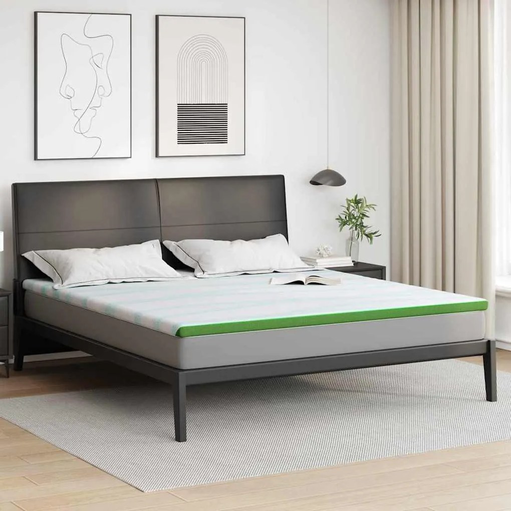 vidaXL Păturile pentru saltea Alb și Verde 200 x 200 cm