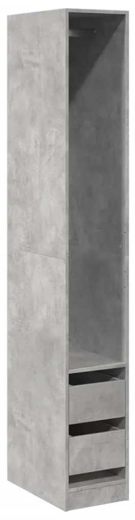 3307741 vidaXL Șifonier, gri beton, 30x50x200 cm, lemn prelucrat