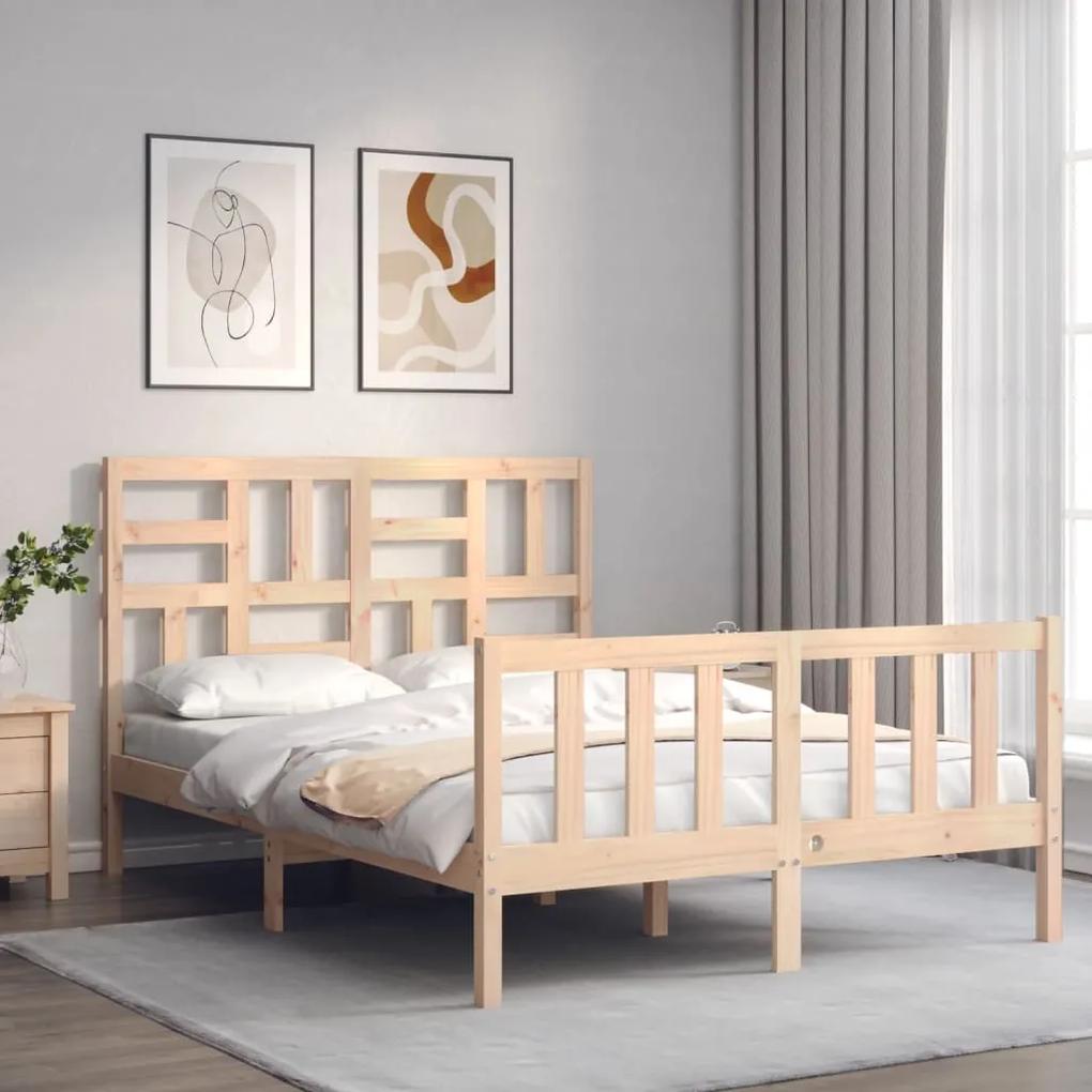 3193056 vidaXL Cadru de pat cu tăblie, 140x190 cm, lemn masiv
