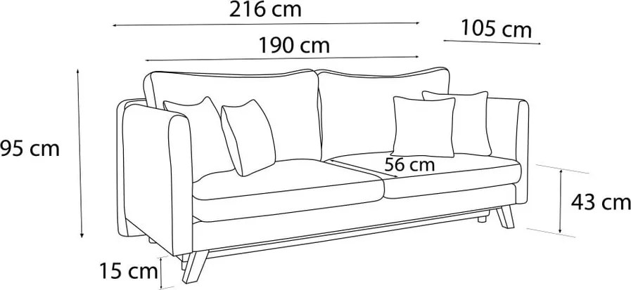 Canapea extensibilă Bobochic Paris Triplo, galben