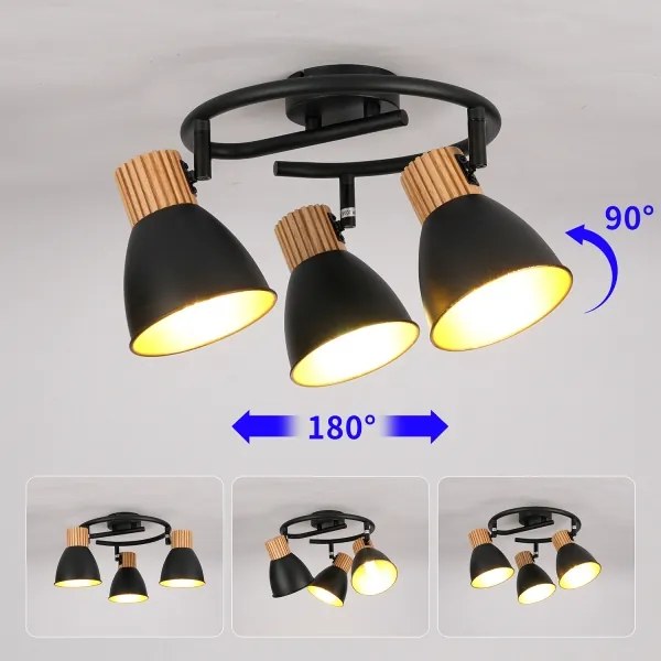 Brilagi - Lampă cu spoturi ODENSE 3xE14/10W/230V lemn/negru