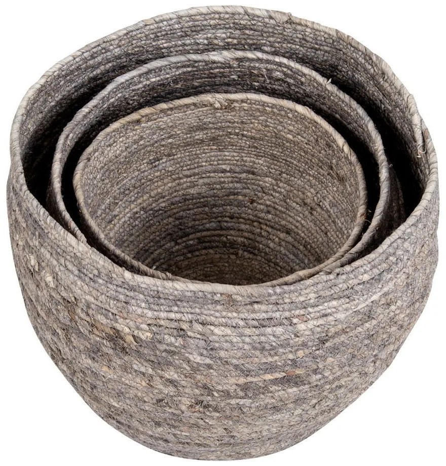 Coșuri Tivoli, frunze de porumb, gri, 3 buc