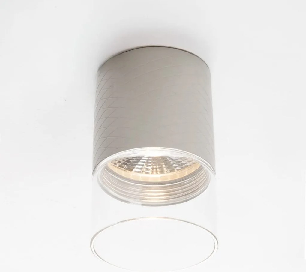 Plafoniera, Spot LED metal gri si sticla Fusion