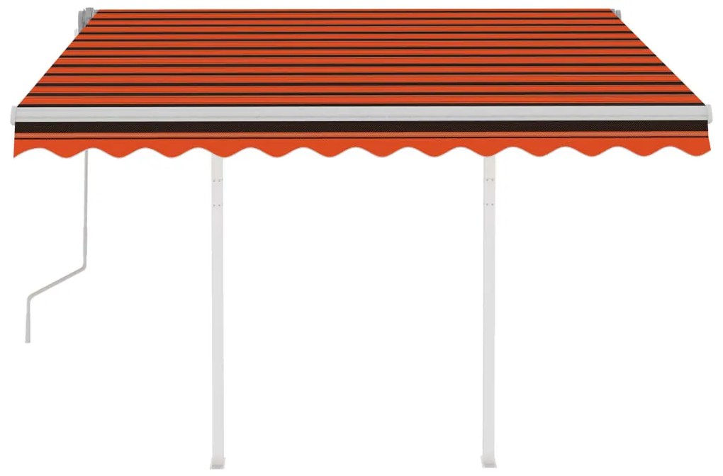 Copertina retractabila manual cu stalpi portocaliu maro 3x2,5 m portocaliu si maro, 3 x 2.5 m