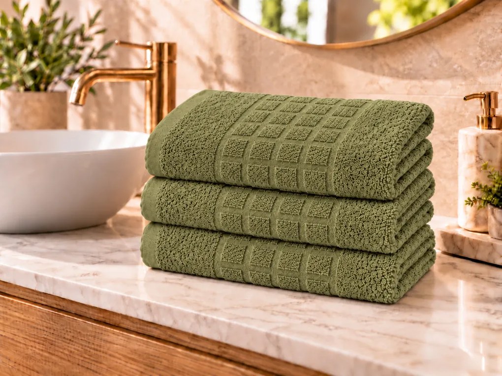 Prosop SOFT 70x140 cmverde olive, 100% bumbac