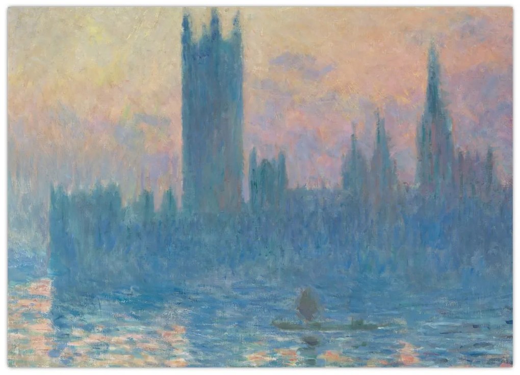 Tablou pe sticlă - Claude Monet, The Houses of Parliament, Sunset, reproducere (70x50 cm)