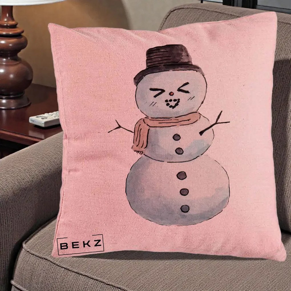 Perna Decorativa Om de Zapada Kawaii Haios, 40x40 cm, Roz, Husa Detasabila, Perna Inclusa, BEKZ®