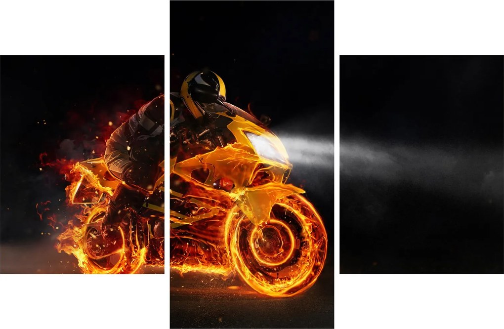Tablou - Motociclist cu flăcări (90x60 cm)