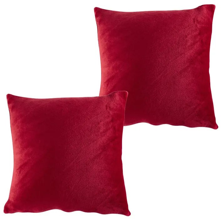 Set de 2 feţe pernuţe din micropluş roşu 45 x 45 cm