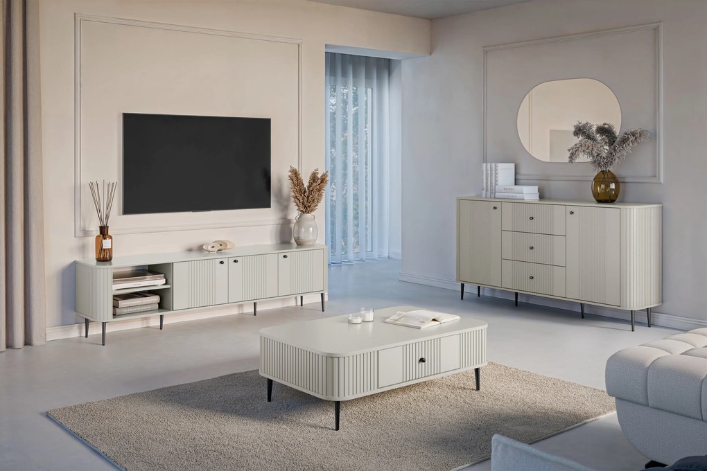 Comodă TV Vesper 3D 187 cm - cașmir / picioare negre