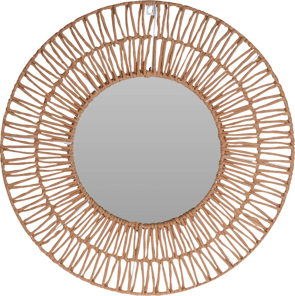 Oglinda rotunda decorativa cu rama geometrica, Ø 60 cm