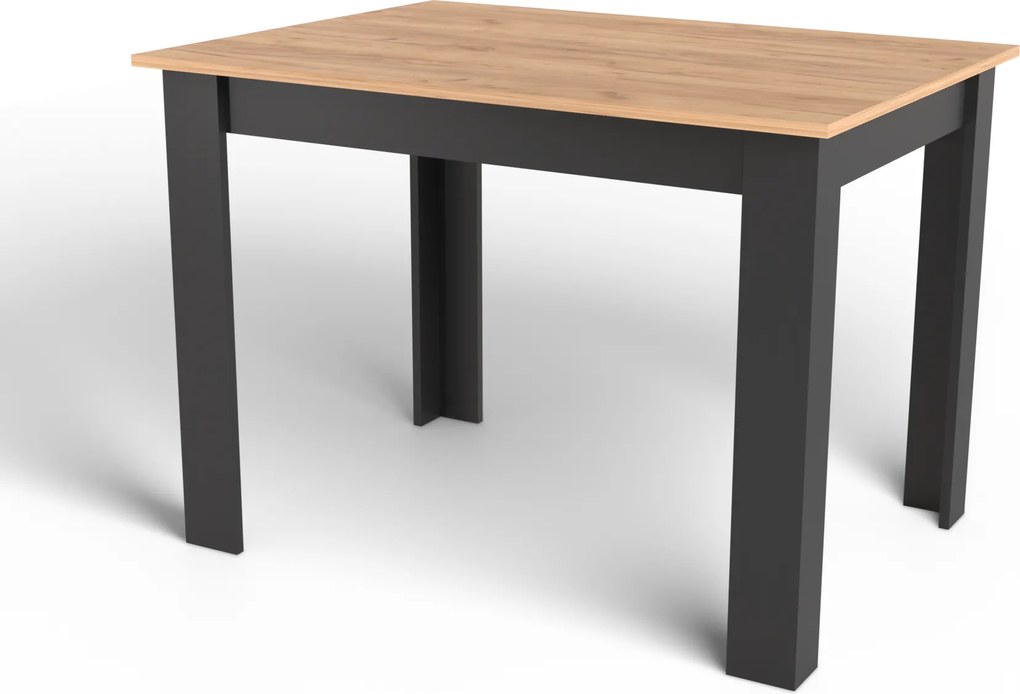 Promotie Masa de bucatarie neagra cu blat decor stejar auriu craft MADO 120x80 II calitate