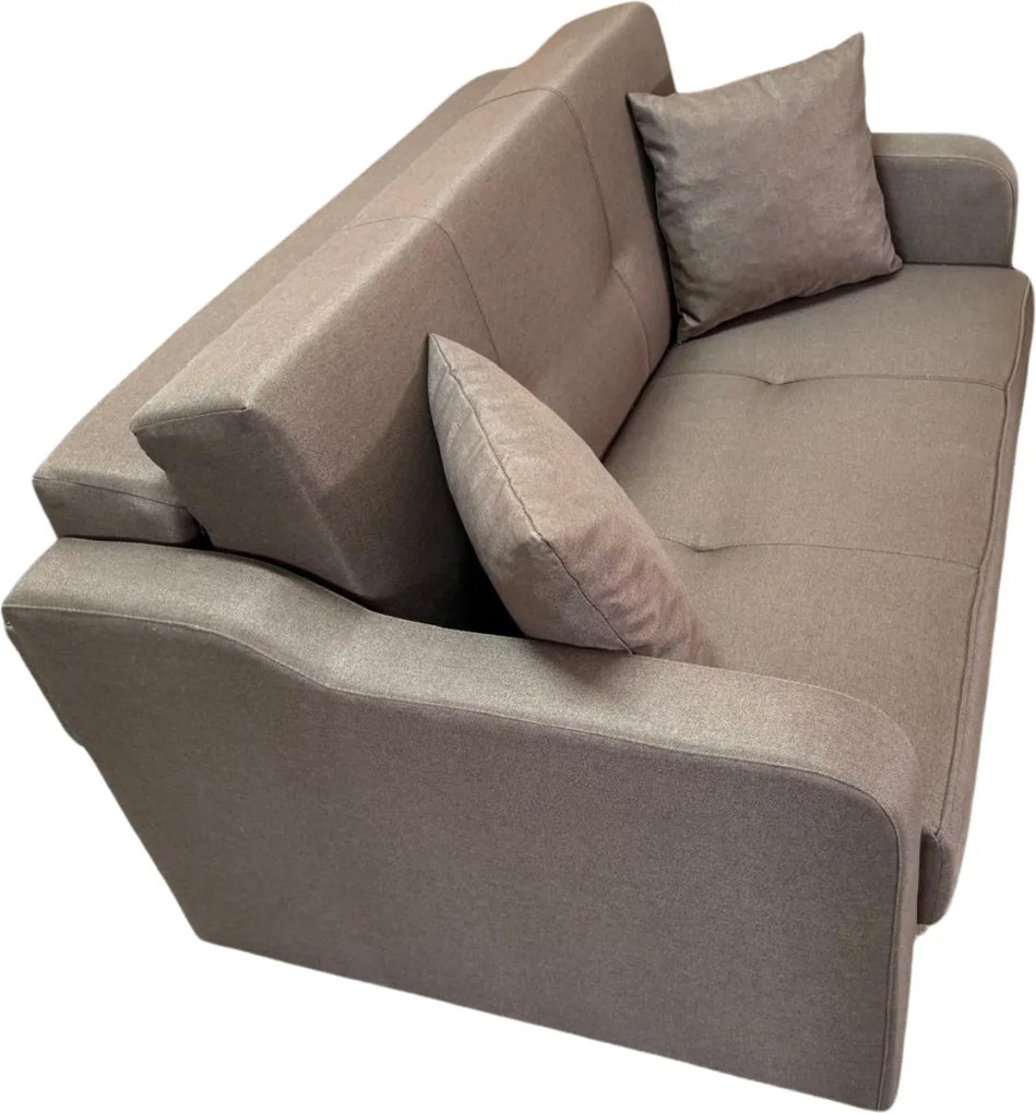 Canapea SAMY extensibila, 2 locuri, lada de depozitare, stofa maro, cadru metalic, 152x100x92 Maro, Stofa