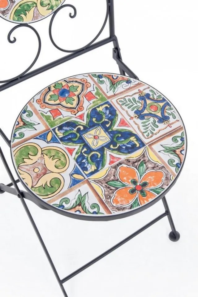 Scaun pliabil pentru gradina multicolor din metal si ceramica, Paloma Bizzotto