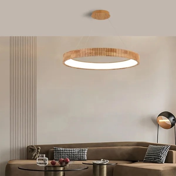 Brilagi - Lustră LED FALCON WOOD MODERN, suspendată pe cablu, LED/60W/230V, Ø 80 cm, lemn