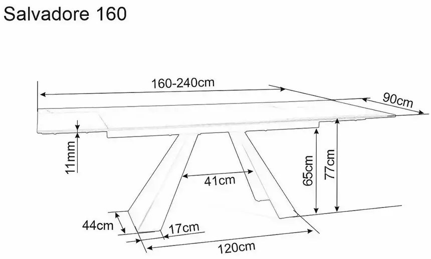 Masa extensibila Salvadore Ceramic VERDE ALPI/negru mat L160-240 cm