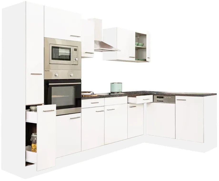 Mobilă de bucătărie de colț Yorki 310, corp alb, cu față alb satinat