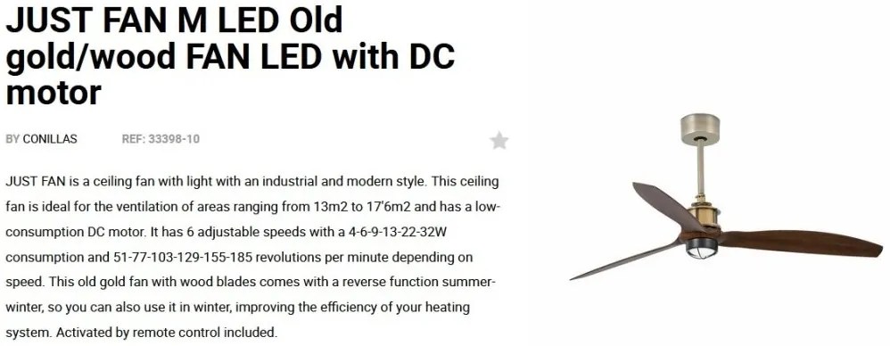 Lustra cu Ventilator si telecomanda JUST FAN M LED auriu/maro