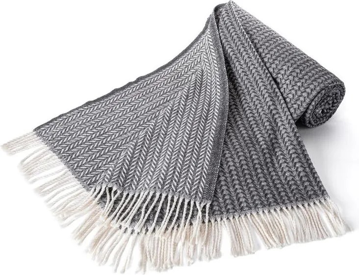 VIALMAN Pled cu franjuri LADA gri închis 150 x 200 cm