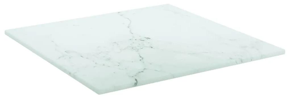 322252 vidaXL Blat masă alb 30x30 cm 6 mm sticlă securizată design marmură