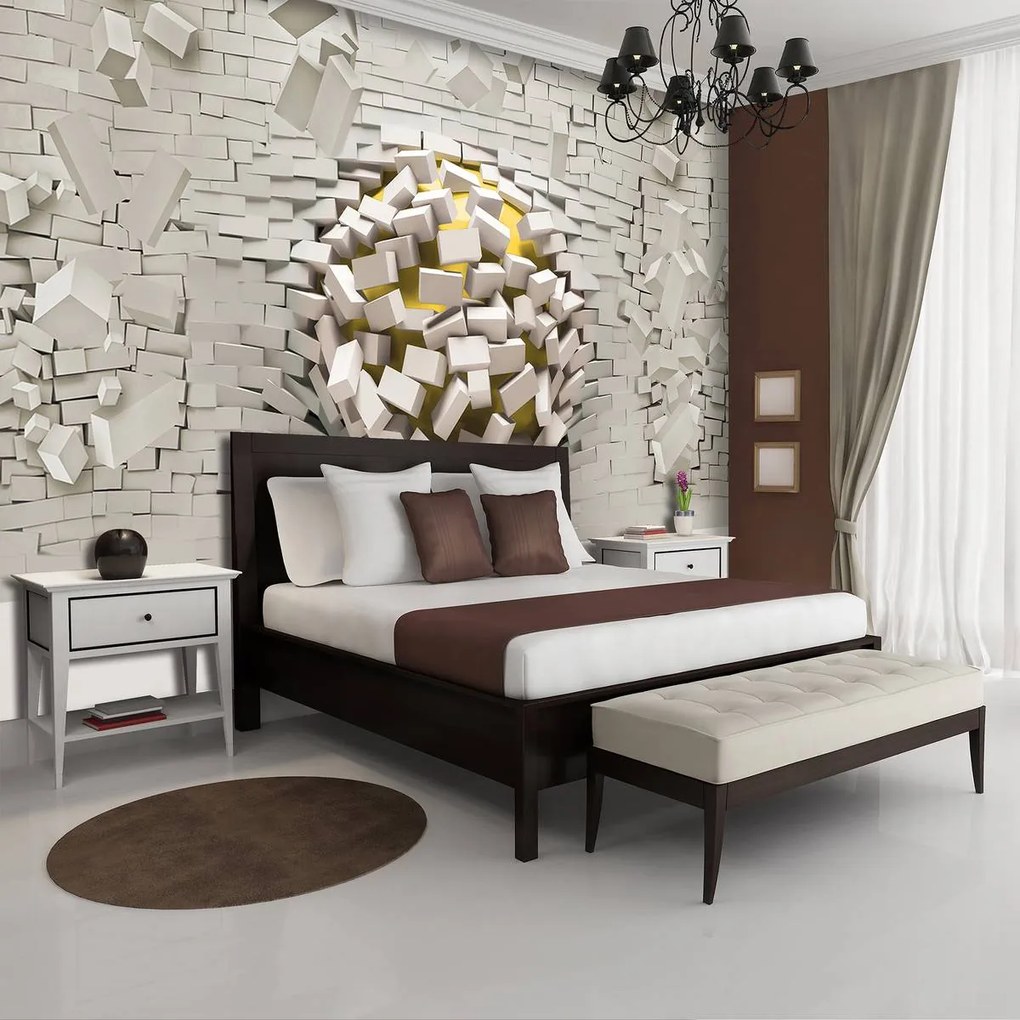 Fototapet - 3D perete cu minge (152,5x104 cm)