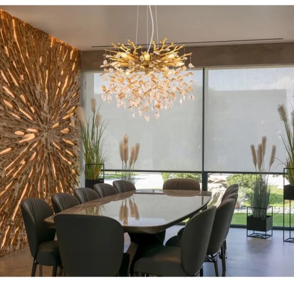 Globo 64138H1G - Candelabru cu cablu QUEENA, 8xE14/40W/230V, auriu