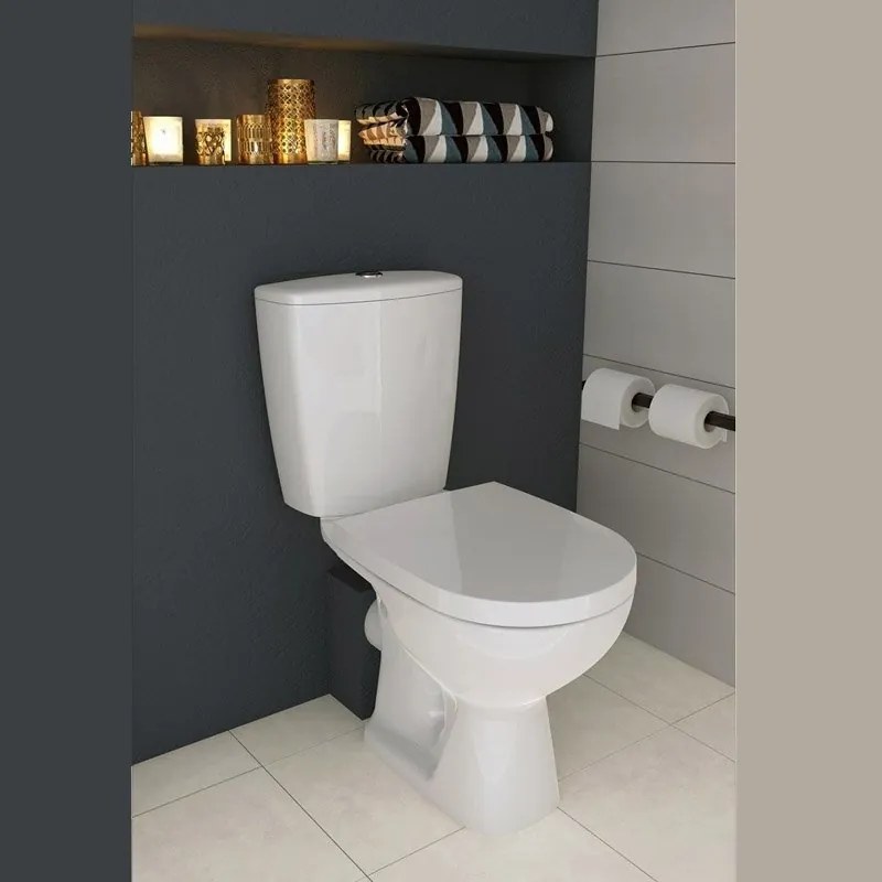 Set vas WC stativ Cersanit, Arteco New, Rimless, cu rezervor si capac Soft-Close si Easy Off inclus