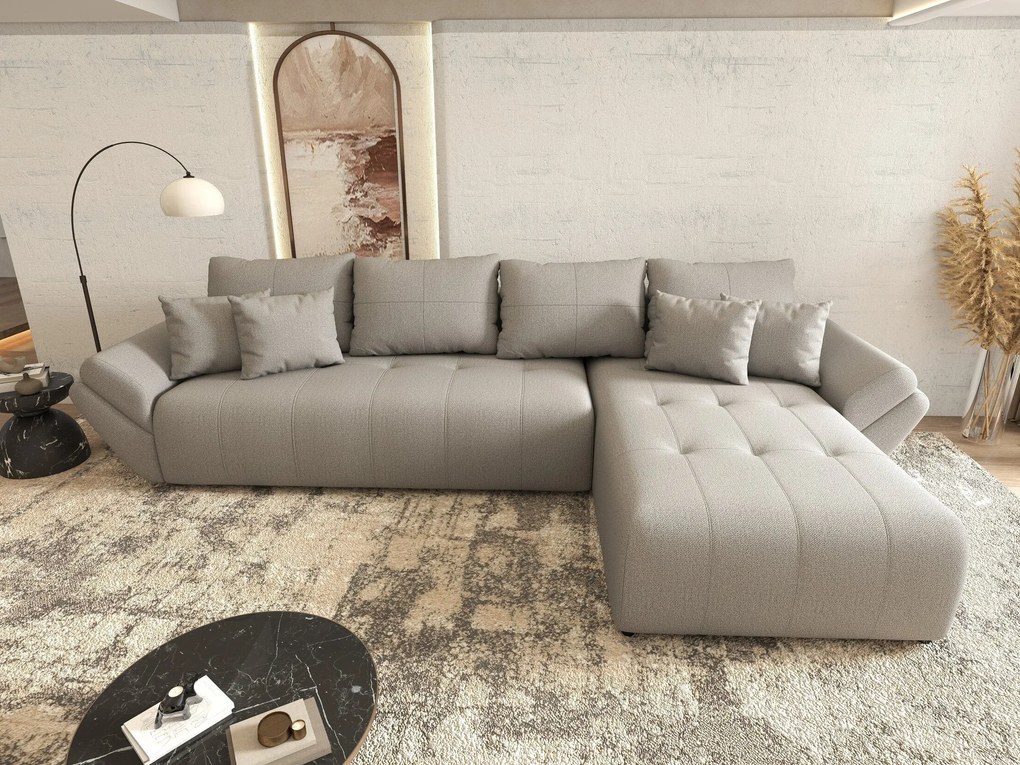 Colțar extensibil dumonde cu ladă de depozitare si sezut confortabil din spuma high-density, Berlin XL Enjoy Grey 350x185 cm II