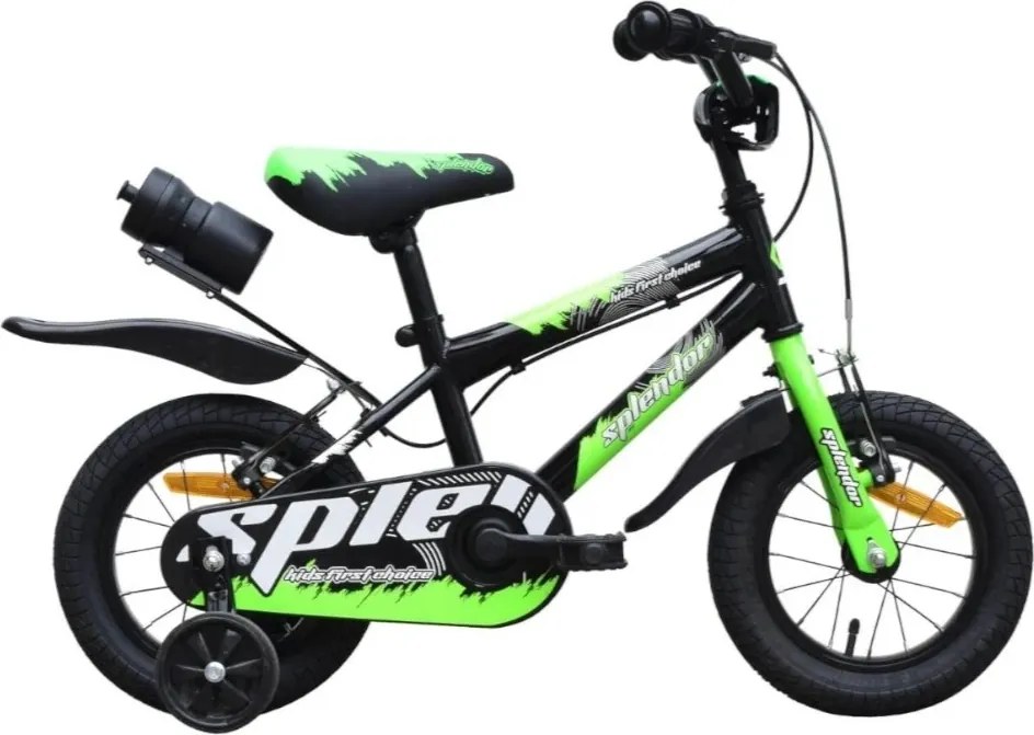Bicicleta pentru copii NOVOKIDS™ Splend'Or Boom PRO Edition, Cu bidon pentru apa, Roti 12" inch, Maxim 50 kg, Cadru din otel, Roti ajutatoare