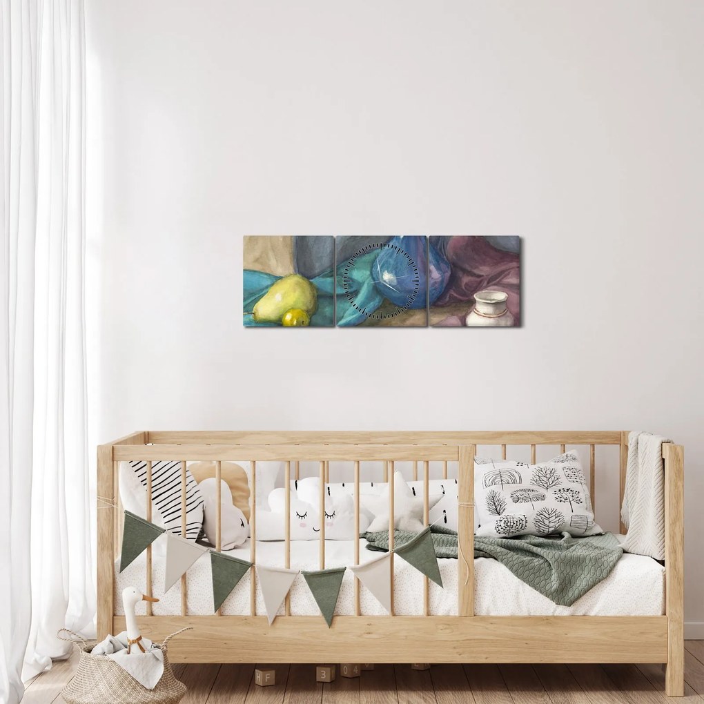 Tablou - Natură moartă pictată (cu ceas) (90x30 cm)