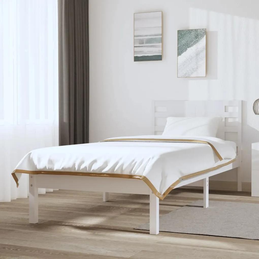 3104204 vidaXL Cadru de pat, alb, 90x200 cm, lemn masiv de pin