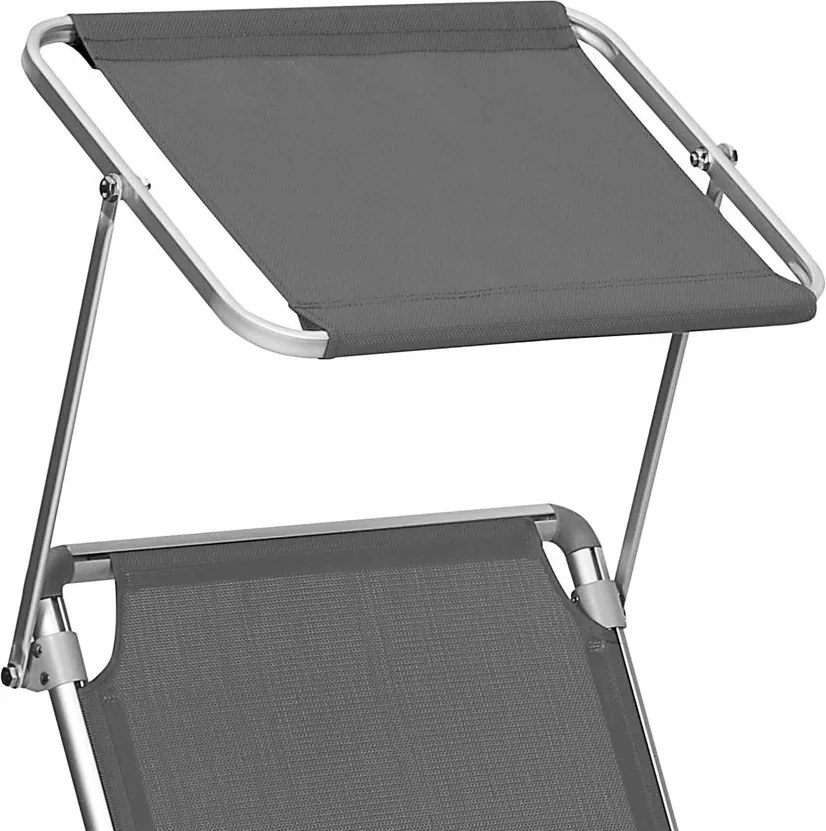 Șezlong de grădină MALIBU cu copertină reglabilă, 193x55x31 cm, gri SongmicsHome