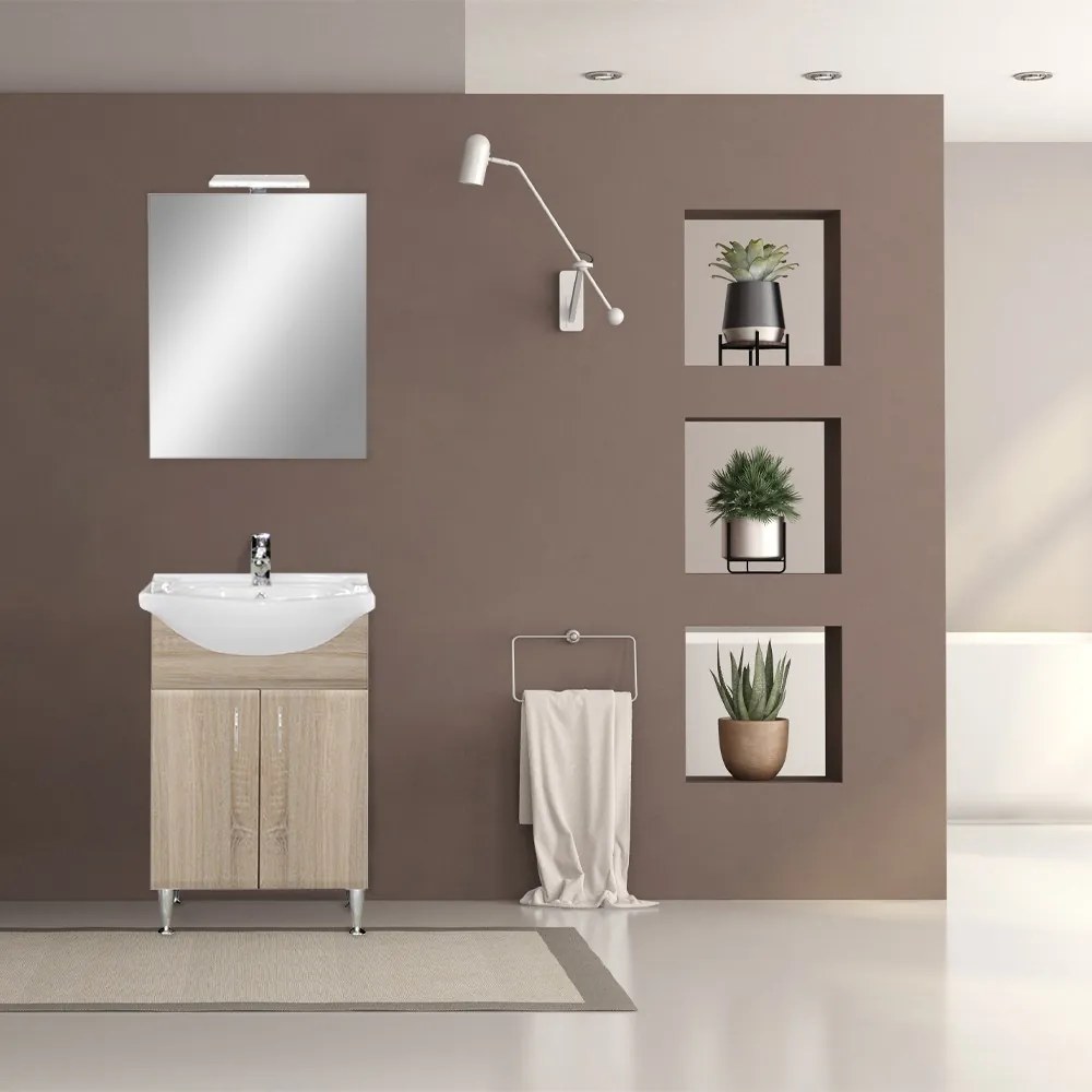 Mobilier complet de baie Bianca Prime 55, culoare stejar sonoma