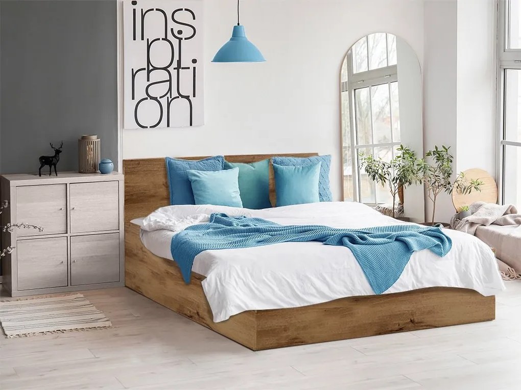 Pat SOFIA 120 x 200 cm, stejar artisan Saltele: Cu saltele Coco Maxi 20 cm, Somiera pat: Cu lamele drepte