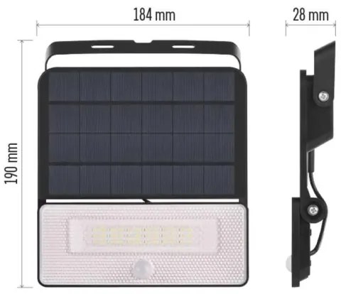 Proiector LED solar cu senzor de mișcare LED/3,7V 3600mAh 4000K IP54